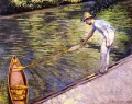 Boater Pulling on His Perissoire Gustave Caillebotte